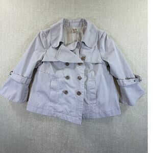 ETT:TWA Women's 10 Beige Cropped Long Sleeve Button Front Pea Coat Jacket Casual